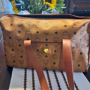 MCM Tan Monogram Tote Bag